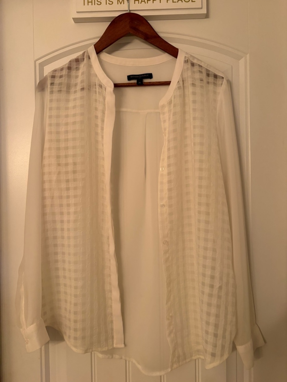 Banana Republic Ivory Sheer Panel Blouse | Size M